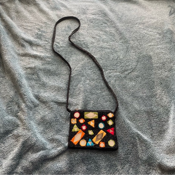 Colorful Geometric Patterned Women's Beaded Bag - Picture 3 of 9